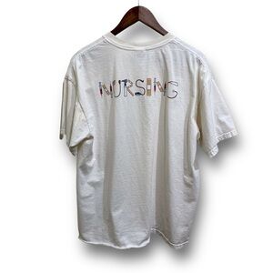Vintage TWU Pioneers Nursing Graphic Print T Shirt (Stained) XL 24.5 x 28.5